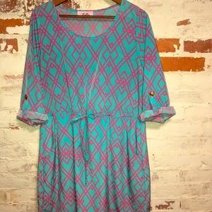 Ellie brand cinch waist 3/4 quarter sleeve dress